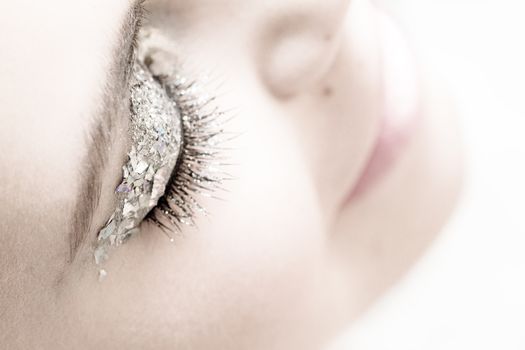 Close-up portrait of beautiful caucasian young woman