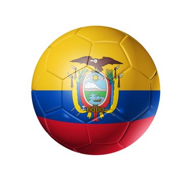 3D soccer ball with Ecuador team flag, world football cup Brazil 2014. isolated on white with clipping path