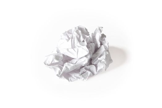 Image of crumpled paper ball on white background