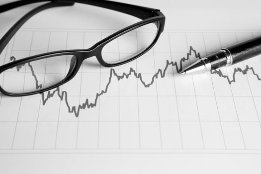 Financial management charts in black and white color