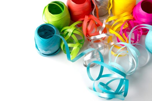 Set of colorful paper ribbons on white background