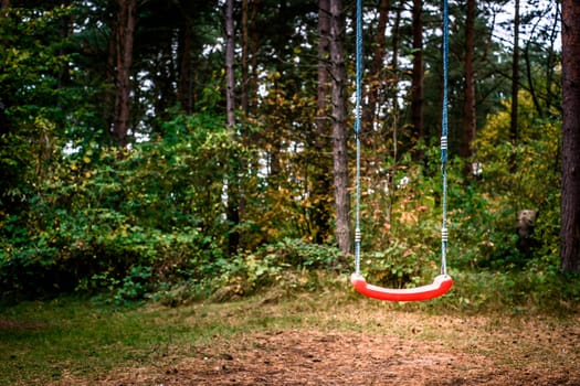 Childrens playground swing in the middle of the forest