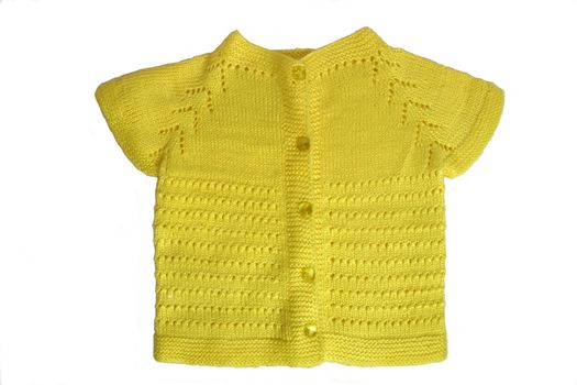 yellow baby cardigan, isolated over white