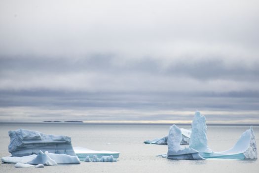 Beautiful Icebergs in Disko Bay Greenland around Ilulissat