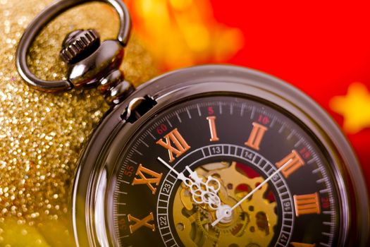 New Year's Eve. Beautiful clock showing midnight. macro