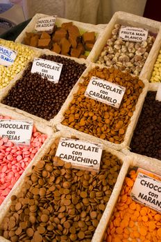 Assorted chocolate on a street market stall