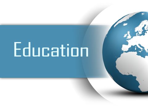 Education concept with globe on white background