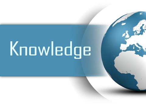 Knowledge concept with globe on white background