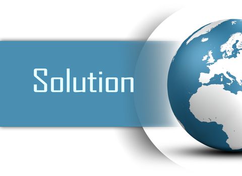 Solution concept with globe on white background