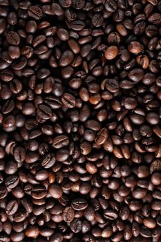 A lot of brown roasted coffee beans 