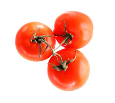 Three ripe tomatos isolated on the white