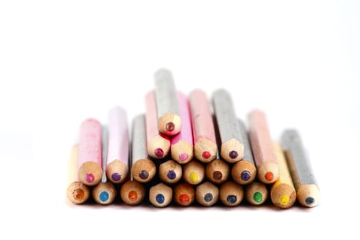 Some colored pencils isolated on the white background