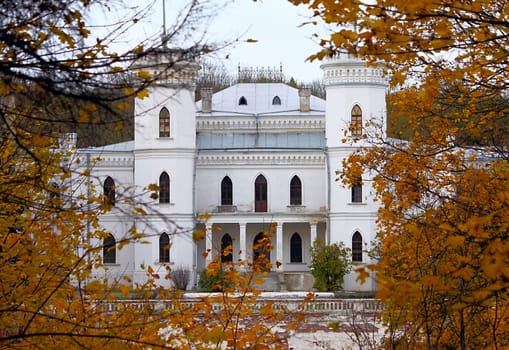 White castle near the autumn forest