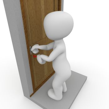 The door is opened with a key.