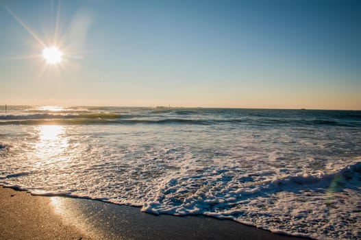 early morning on a sea coast beach scene