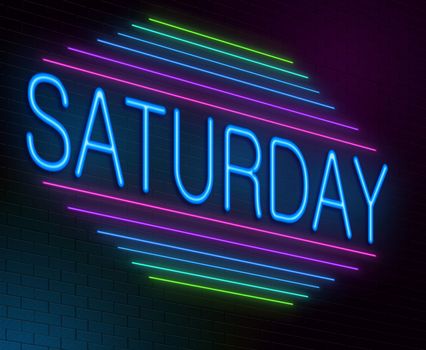 Illustration depicting an illuminated neon sign with a Saturday concept.