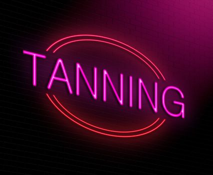 Illustration depicting an illuminated neon sign with a tanning concept.