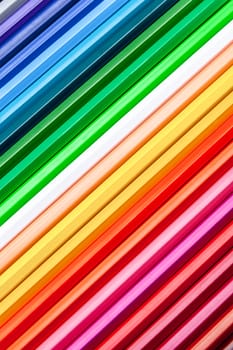 Composition of pencils of wood in a variety of colors