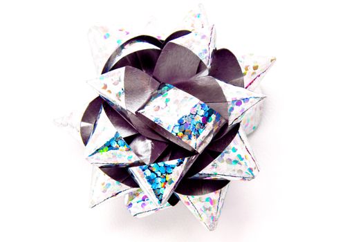 One silver bow on a white background