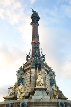 Famous historical monument to Cristopher Columbus in Barcelona is 60 m (197 ft) tall