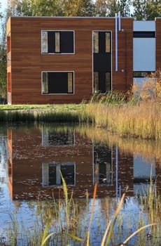 modern wooden  residential building exterior