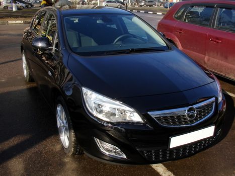 Black new Opel Astra in front view