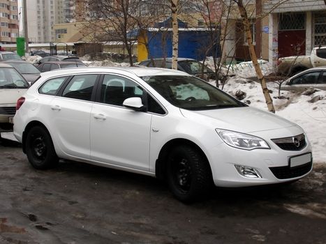 White new Opel Astra in front view