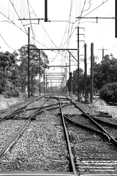 Railroad train track in the country 