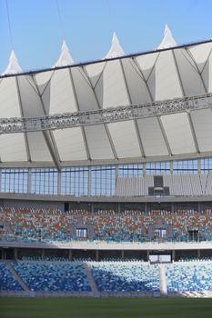 Stadium for Soccer in the city of Durban, South Africa 

One of the new Stadiums Built in Preparation for the 2010 Fifa Soccer World cup to be Held in South Africa In the City of Durban the Moses Mabhida Stadium
