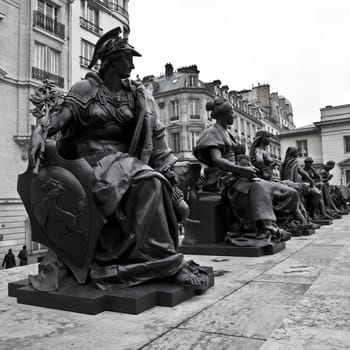 Statues of six continets in front of Orsay Museum