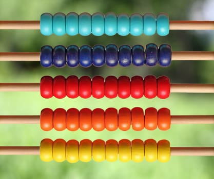 colorful wooden abacus over natural background