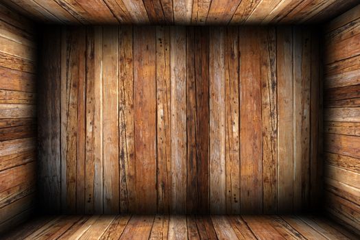 indoor backdrop of wooden room with all surfaces finished in wood planks