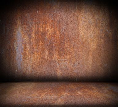 industrial empty backdrop finished with rusty metallic material
