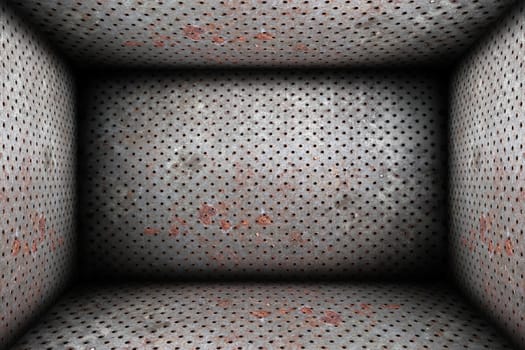 empty interior backdrop of metallic circle mesh pattern texture ready for your design