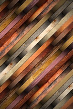 collection of old colorful wooden tiles mounted on the floor