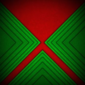 Red and green velvet background with geometric forms