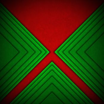 Red and green velvet background with geometric forms