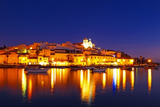 Ferragudo at night - a typical city of Algarve Portugal