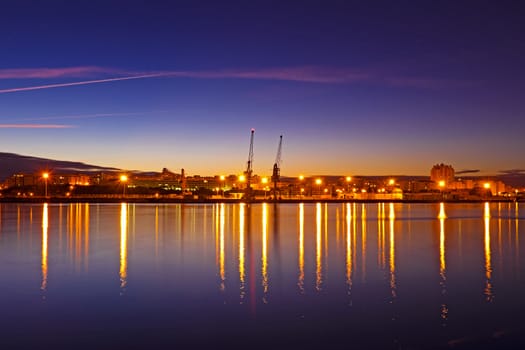 Harbor from Portimao at night in Portugal
