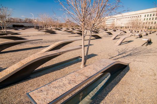 911 Memorial Victims Pentagon Attack in Arlington Virginia in the Washington DC Metropolitan area.