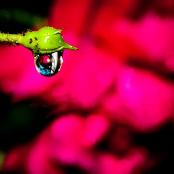 rose buds after rain with many rain drops