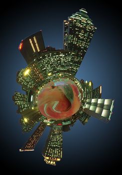 atlanta skyline mini planet galaxy 360 panorama