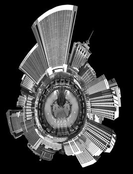 Cityscape of Richmond, Virginia architecture skyline mini planet