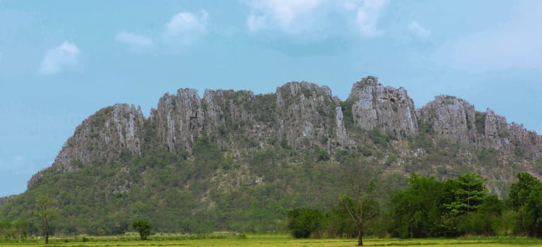 Mountains caused by the deposition of the rocks and the presence of bats