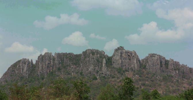 Mountains caused by the deposition of the rocks and the presence of bats