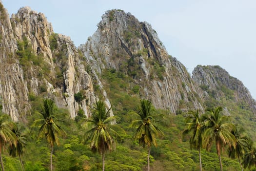 Mountains caused by the deposition of the rocks and the presence of bats.