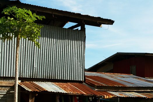 House made ​​of galvanized sheet in country