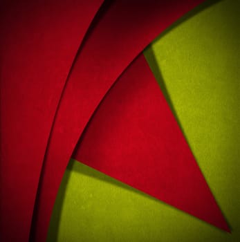 Red and green velvet background with geometric forms and shadows