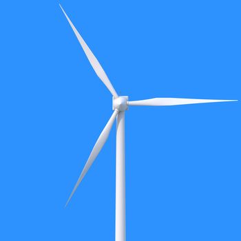 Wind power generator on blue background