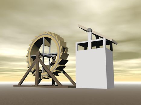 Tread-wheel machine-gun, crossbow designed by Leonardo da Vinci (1470-1520)